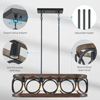 XINGQI Rectangular Linear Kitchen Island Chandeliers Over Table 32.7" Black Pendant Lighting Fixtures Farmhouse 4-Light for Dining Room Bar Office Coffee Shop, Black Wood Grain