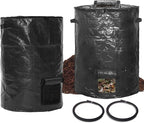 Large Compost Bin Bags,Garden Compost Bin Bags 80 Gallon(300L) Outdoor Collapsible Garden Yard Garbage Cans Leaf Bag (Black 2pcs)