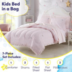 Kids Bedding Set Bed in a Bag for Boys and Girls Toddlers Printed Sheet Set and Comforter , Full, Rainbow Unicorn