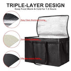 2-Pack Insulated Food Delivery Bag, XXX-Large Cooler Bags, Black | Insulated Grocery Shopping Bags, Food Carrier Catering Bag, Commercial Food Warmer Bag for Delivery Drivers for Hot/Cold Food