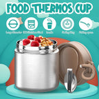 Thermo for Hot Food Kids - 15.2oz with Folding Spoon and Silicone handle | Leak Proof Insulated Food Jar, Soup Thermo, Wide Mouth Insulated Lunch Containers, Dishwasher Safety