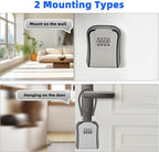 Key Lock Box,Portable Waterproof Lockbox with Removable Shackl, Wall-Mounted Key Storage Box, 4-Digit Combination Key Storage Lockbox for Home,Office,Garage, Airbnb,Apartment（1 Pack,Grey)