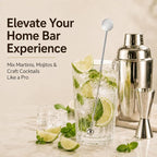 Cocktail Stirrers 8.66" - Silver Steel Swizzle Sticks, 4 Pack | 8.66" Long Steel Drink Stirrers with Dual Ends - Perfect for Tall Cocktails, Coffee & Iced Tea - Reusable Bar Essentials