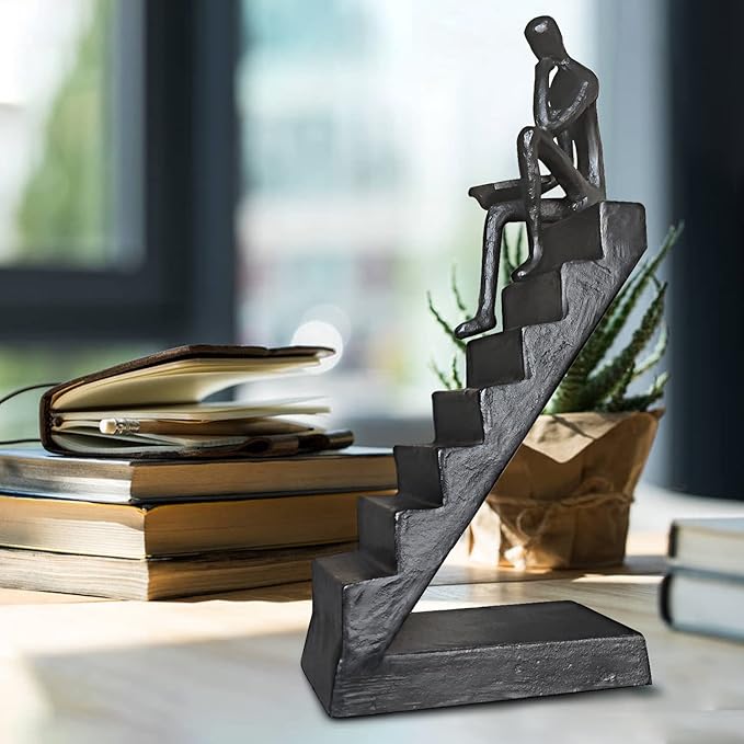 Jalunth Bookshelf Bookcase Aesthetic Decoration Art Sculptures Home Decor Book Shelf Case Modern Accents Figurine Reading Metal Decorative Ideas Objects Accessories Library Office Steel Statue Gifts