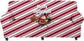 FKELYI Merry Christmas Sofa Cover Slipcover Red Santa Claus Reindeer Print Super Soft Sofa Couch Cover Durable Anti-Slip Furniture Protector-L