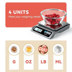 BOMATA 0.1g High Precision Food Scale, USB Rechargeable, 13lb Digital Kitchen Scale with Removable Stainless Steel Pan, Backlit LCD Display, for Cooking, Baking B621 Grey