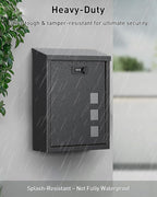 Uniclife Large Mailbox, Wall Mount Mailboxes for Outside, Black | Mail Boxes with Combination Lock, Security Locking Key Drop Box for House School Office and Outdoor