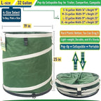 32-Gallon Collapsible Trash Can (19x25 in) Hard-Shell Bottom Yard Garden Bag for Pop-Up Recycling Bin,Yard Waste,Debris bag,Laundry Hamper,RV Camping Waste Bin,Lawn Grass,Leaf Bag,Sods,Weeds Barrel