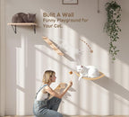 Wood Cat Wall Curved Bed with Sisal Mat, Cats Shelf for Sleeping Scratching | Ergonomic Curved Design, Scratchable Sisal Pad, Wall Mounted