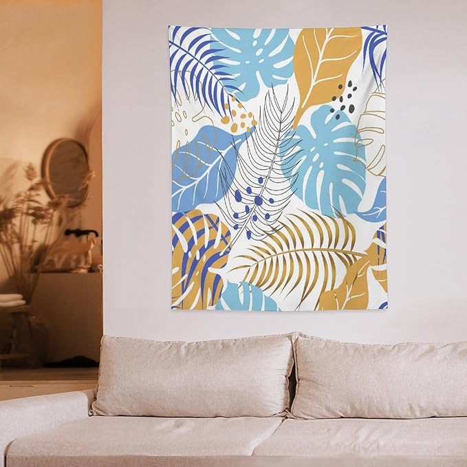 ICMOLYYENLO Tropical Palm Leaves Wall Tapestry, Wall Art for Room Decoration Beautiful Wall Hanging for Bedroom Living Room Dormitory Apartment 60x80 Inch