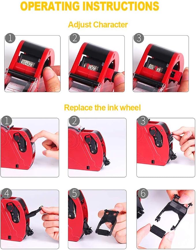 MX-5500 8 Digits Price tag Gun with 5000 Sticker Labels and 3 Ink Refill, Label Maker Pricing Gun Kit Numerical Tag Gun for Office, Retail Shop, Grocery Store (A/Blue)