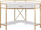 Leick Home 9230-WTGL Claudette Mixed Metal and Wood Desk, 48" W, White/gold