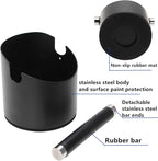 DIBTSA Espresso Knock Box, Stainless Steel Coffee Grounds Knock Box, With Removable Knock Bar and Non-Slip Rubber Base (Black)