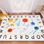 Soft ABC Kids Rug,59x39 in Washable Large Classroom Rug,Non-Slip Educational Nursery Rug,Solar System Kids Room Rug for Classroom Playroom Bedroom Kids Room Decor