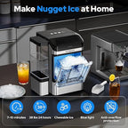 Large Capacity Countertop Ice Maker - 38 lbs/24H Output Chewable Nugget Ice, One-Touch Self-Cleaning, 3L+1.5L Dual Water Tanks, Portable Ice Machine for Home, Bar, Office, RV
