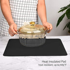 Silicone Mats for Kitchen Counter, Thicker 0.06", 25 x 17 inches Multipurpose Table Mat, Silicone Pad Desk Work Mat, Nonstick Nonskid Heat-Resistant Pad, Placemat, Black