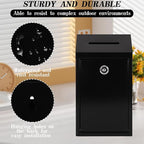 Metal Donation Box with Lock Ballot Box Drop Box with Lock Suggestion Box with Slot and Locks Metal Locks Boxs Comment Box Voting Box Key Drop Box for Home Office(Black,10.24 x 5.71 x 2.95 Inch)