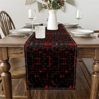Feelyou Red and Black Table Runner 120x13 Inch Light Geometric Decorations Indoor Outdoor Party Supply Home Kitchen Dining Decor Dresser Scarfs Modern Style Home Decor for Living Room