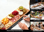 32" Acacia Charcuterie Board with Handle – Extra Long Serving Platter with Chalkboard Edge for Cheese, Meat & Appetizers – Large Wooden Kitchen Board for Parties, Gatherings & Home Decor