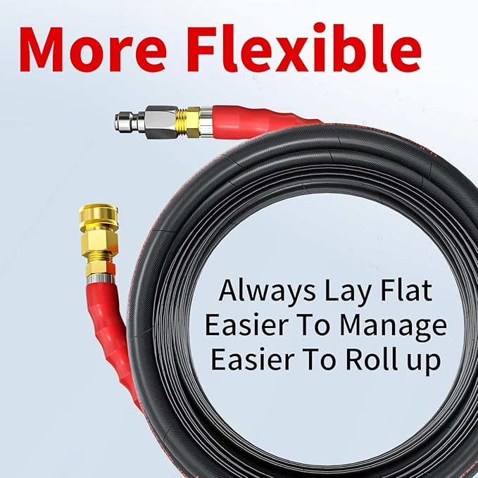 Pressure Washer Hose 125FT, 4800PSI High Tensile Wire Braid Kink Resistant Power Washer Extension Hose, 3/8" Flexible Replacement Hose with 3/8 Quick Connect