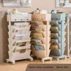 6 Tier Rolling Cart,Open Bookcase and Bookshelf,Mobile Bookshelf with Wheels 3 Drawer,Storage Shelving Display Shelves,Narrow Rolling Storage Cart for Living Room, Bedroom, Kitchen(Blue)