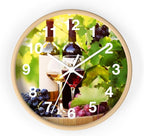 Mozingo ~ Wine Clock for Kitchen Bar Wall It's Wine O'clock Silent Time Gift Home Decor Made In USA, 10" (Hour Marks - Numbers, Clock Frame Color - Natural Wood, Wine Theme #03)