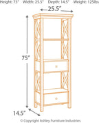 Signature Design by Ashley Bolanburg Cottage Chic Display Cabinet or Bookcase, Antique White