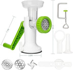 Manual Meat Grinder, Heavy Duty Meat Mincer Sausage Stuffer,Hand Grinder with Stainless Steel Blades for Meat, Sausage, Cookies,Green(3 in 1, with table clamp)
