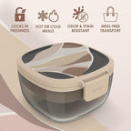 Bentgo Glass Prints All-in-One Salad Container - 61oz Tinted Glass Salad Bowl with Lid, Bento-Style Tray, Sauce Container, & Reusable Fork - Dishwasher & Microwave Safe (Inky Abstract - Neutrals)