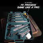 Outdoor Edge Game Processor, PR-1, Complete 12-Piece Hunting Knife Kit for Processing Big Game, Full Tang 420J2 Stainless Razor Sharp Blades, TPR Non-Slip Handles, Sturdy Hide-Side Storage Case