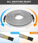 Pressure Washer Hose 200FT 4000 PSI, Kink Resistant Steel Braided Layer & NonMarking Rubber for Hot/Cold Water, High Power Washer Hose With 3/8 Inch Quick Connect & M22 Fitting, Gray