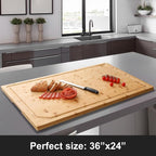 36 x 24 Extra Large Bamboo Cutting Board for Kitchen, Cutting Board Stove Top Cover with Handle, Butcher Block Chopping Board with Juice Groove, Large Charcuterie Board Over the Sink