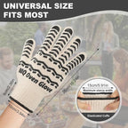 BBQ Gloves 932℉ Heat Resistant Oven Gloves, Cooking Gloves for BBQ, Grilling, Baking,Cutting, Smoker Fireplace-1 Pair (Black)