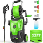 4800 PSI Pressure Cleaner- 4.0 GPM High Power Cleaner with 33FT Hose Reel, 4 Spray Tips and Soap Bottle for Car Washing, Fence Cleaning, Patio Maintenance（Upgraded）(Green)