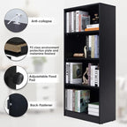Sunon 4 Shelf Wood Bookcase Freestanding Display Shelf Adjustable Layers Bookshelf for Home Office Library Small Narrow Space (Black, 4-Layers)