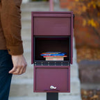 Adoorn Lockable Post Mount Mailboxes for Outside - Large Anti-Theft Locking Mailbox for Packages and Letters - Weatherproof Construction - Durable Steel - 15.5" H x 12" W x 18.5" D - Malbec