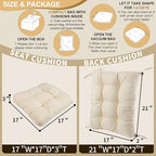 BUYUE Chair Cushion Set for Rocking Chair, Back Pillow & Seat Cushion with Ties, Original Woven Fabric Non-Slip Chair Pads for Elderly Sitting, Beige