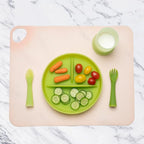 Olababy Fold N Go Silicone Placemat w Travel Case | Dishwasher Safe, BPA Free, Non-Slip, Waterproof | Mini Dining Mat for Infants, Babies, Toddlers and Kids (2, Coral/Lilac)