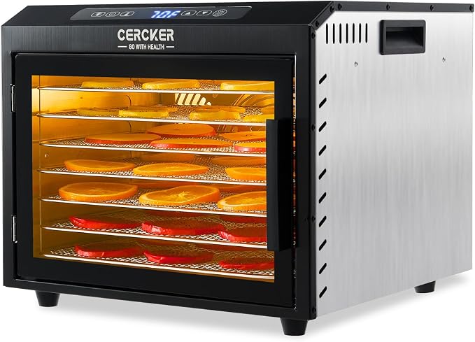 Food-Dehydrator Machine 7 Stainless Steel Trays, 6ft² Small Food Dryer, 190ºF,24H Fruits Dehydrator, 800W Meat Dryer for Jerky,Mushroom,Herbs,Veggies,Dog Treats