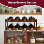 Bamboo Wine Rack, Walnut Finish 2-Tier Freestanding Storage Shelf, Holds 8 Bottles, Space Saving Countertop Cabinet Organizer for Basement, Kitchen, Pantry, Dining Room, Bar