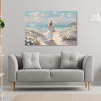cozy country Beach Wall Art 45"x30" - Coastal Pictures Ocean Canvas Decor - Nautical Artwork Seascape Hand Painting for Girls Room, Bedroom, Sea House