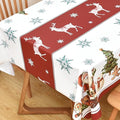 Christmas Tablecloth Heavy Duty Vinyl Red 54x54 inch Rectangle Christmas Table Cloth Reusable Waterproof Foldable Plastic Tablecloths PVC Xmas Table Cover for New Year Party Decor