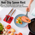 Zulay Kitchen Silicone Utensil Rest with Drip Pad for Multiple Utensils - BPA-Free, Heat-Resistant Spoon Rest & Spoon Holder for Stove Top - Kitchen Utensil Holder for Ladles & Tongs - Red