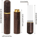 Espresso Coffee Stirrer 8 Needles 0.4mm Espresso Distribution Tools, Natural Wood Handle and Stand