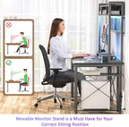 armocity 2024 Upgrade Gaming Desk with Hutch, 48'' Magic Computer Desk with LED and Outlets, Reversible Workstation Desk with Pegboard, Grey/Black