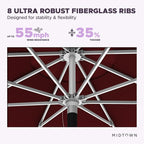 Midtown Umbrellas Push Pop Sunbrella Umbrella 8 Feet Outdoor Umbrella in Burgundy Acrylic Fabric - Patio, Backyard, Garden, Picnic Table & Pool - Black Pole