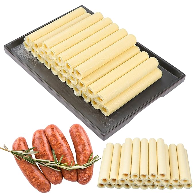 HAIKISS Edible Drying Sausage Casing, HALAL Collagen Sausage Casings for Most Delicious Sausage, Homemade Sausages Ham for Sausage Stuffer,15m/49ft, Diameter 32mm,1 Roll