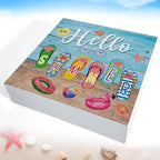 Summer Decor Hello Summer Decorations Flip Flop Wooden Sign Rustic Home Decor 5 x 5 Inches
