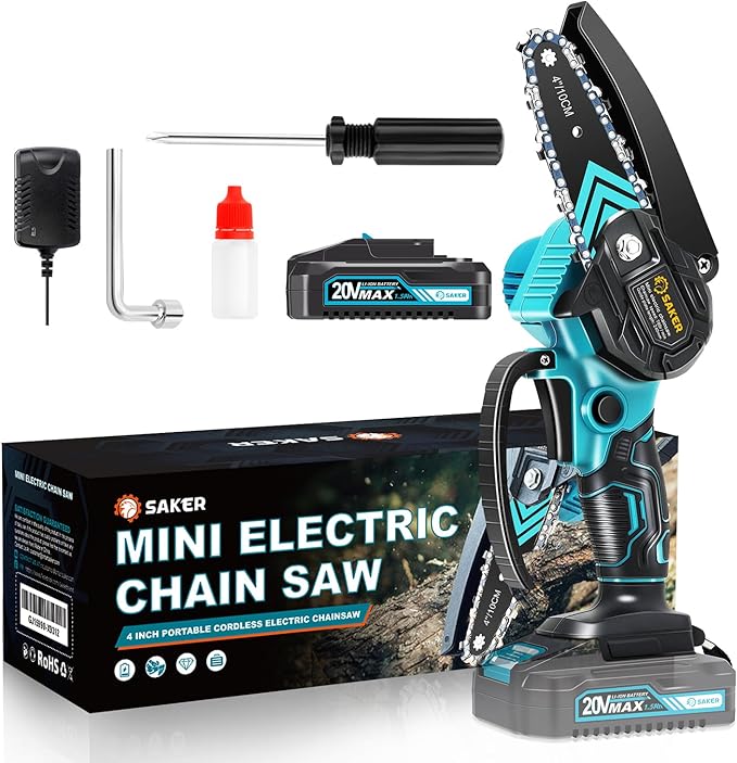 Saker Mini Chainsaw,Portable Electric Chainsaws Cordless,Handheld Chain Saw Pruning Shears Chain Saws for Tree Branches,Courtyard,Household and Garden,Christmas Gifts for Men Dad Husband Women