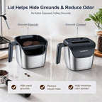 Ourokhome Espresso Knock Box with Lid, Compact Coffee Grounds Container for Home Coffee Bar, Removable Knock Bar, 304 Stainless Steel Exterior, Non-Slip Base & Handle, Easy Clean